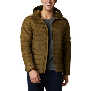 Columbia Powder Lite Hooded Insulated, Chamarras Verde Oliva Marrom Para Hombre | 170248-TMR